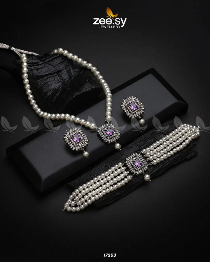 NECKLACE-1005 Purple Necklace Sets - Zeesy Jewellery Pakistan | Premium Artificial & Imitation Jewellery