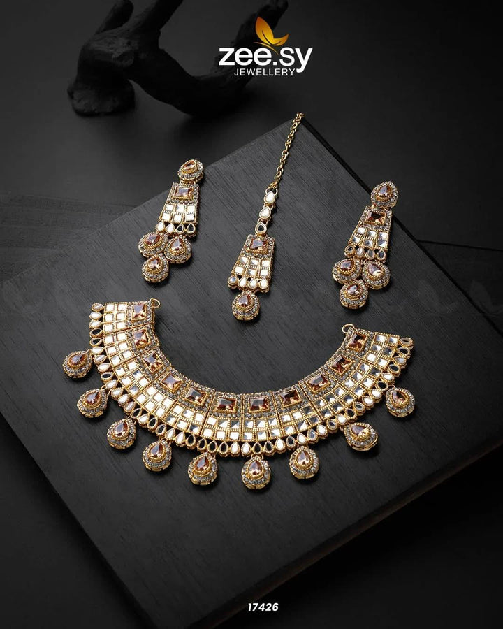 Prestige Necklace Champagne Necklace Sets - Zeesy Jewellery Pakistan | Premium Artificial & Imitation Jewellery