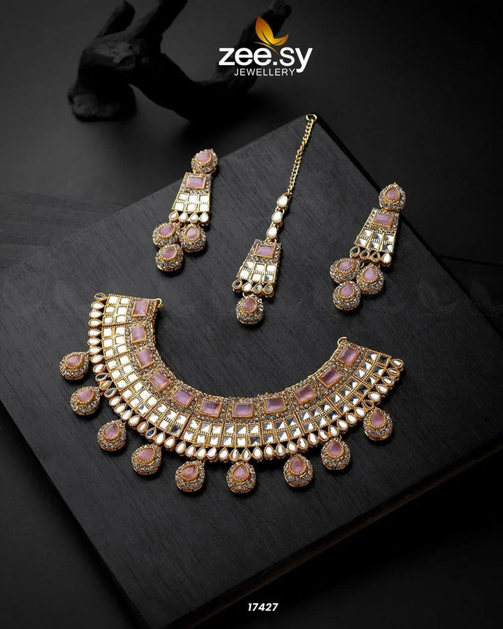 Prestige Necklace Mint Pink Necklace Sets - Zeesy Jewellery Pakistan | Premium Artificial & Imitation Jewellery