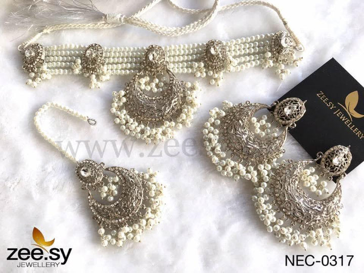 Baali Guluband Pearl Choker Set Necklace Sets - Zeesy Jewellery Pakistan | Premium Artificial & Imitation Jewellery