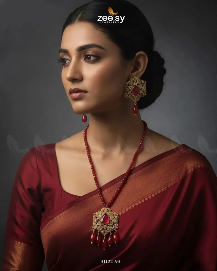 Grandeur Beaded Malla Necklace Set Necklace Sets - Zeesy Jewellery Pakistan | Premium Artificial & Imitation Jewellery