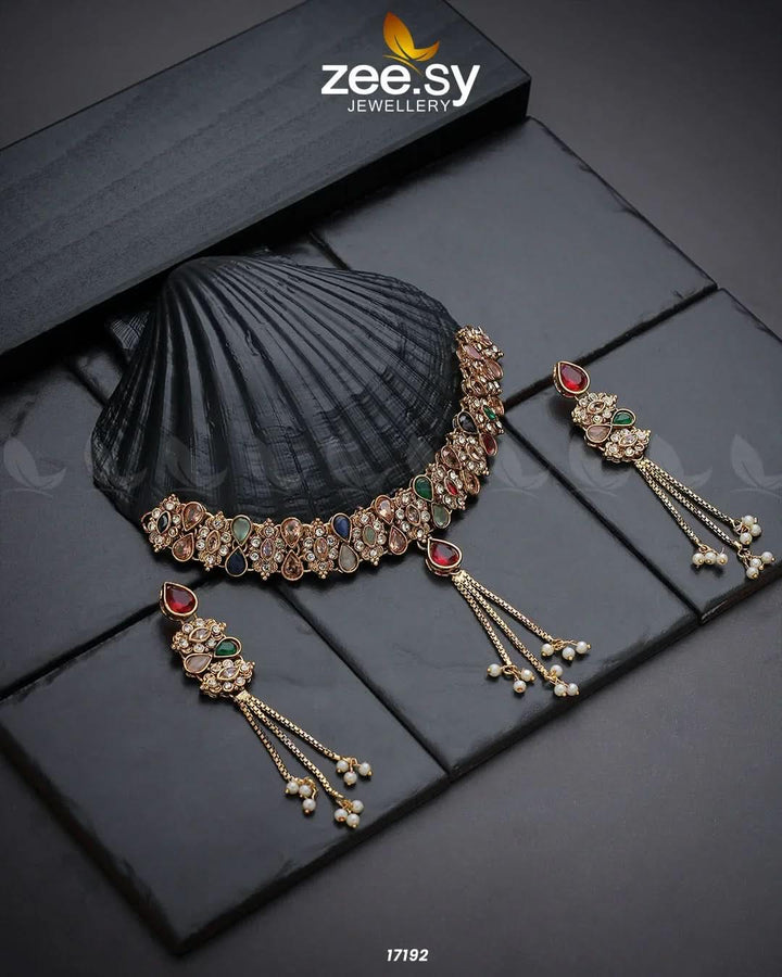 Lustrous Gemstones Necklace Necklace Sets - Zeesy Jewellery Pakistan | Premium Artificial & Imitation Jewellery