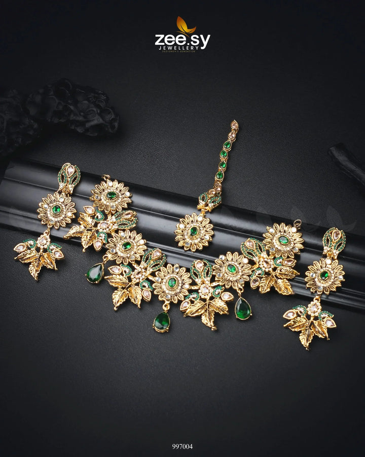 Angelonia Necklace Set Emerald Green Necklace Sets - Zeesy Jewellery Pakistan | Premium Artificial & Imitation Jewellery