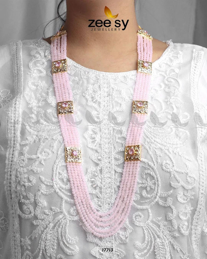 Initials Malla Necklace Pink Necklace Sets - Zeesy Jewellery Pakistan | Premium Artificial & Imitation Jewellery