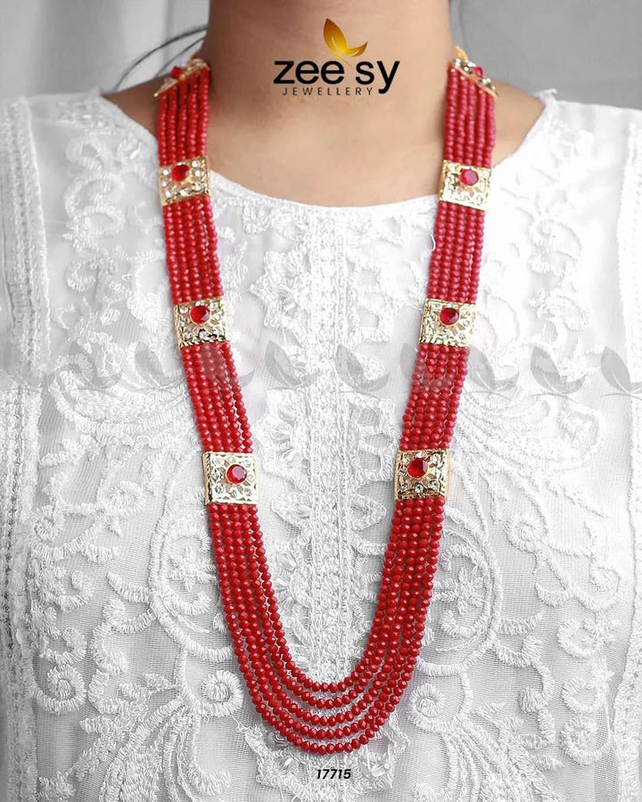 Initials Malla Necklace Mahroon Red Necklace Sets - Zeesy Jewellery Pakistan | Premium Artificial & Imitation Jewellery