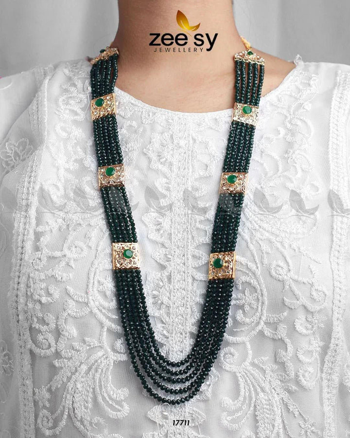 Initials Malla Necklace Emerald Green Necklace Sets - Zeesy Jewellery Pakistan | Premium Artificial & Imitation Jewellery