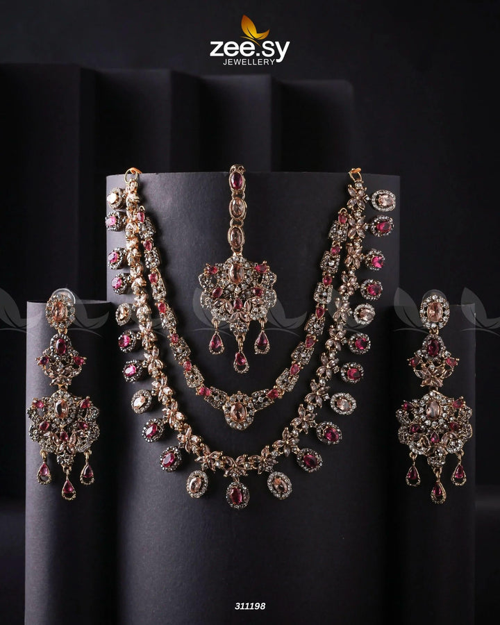 Zarqa Necklace Fuchsia Necklace Sets - Zeesy Jewellery Pakistan | Premium Artificial & Imitation Jewellery