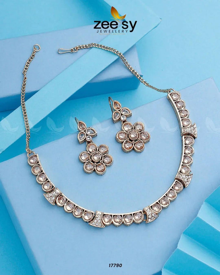 Textured Necklace Golden Champagne Necklace Sets - Zeesy Jewellery Pakistan | Premium Artificial & Imitation Jewellery