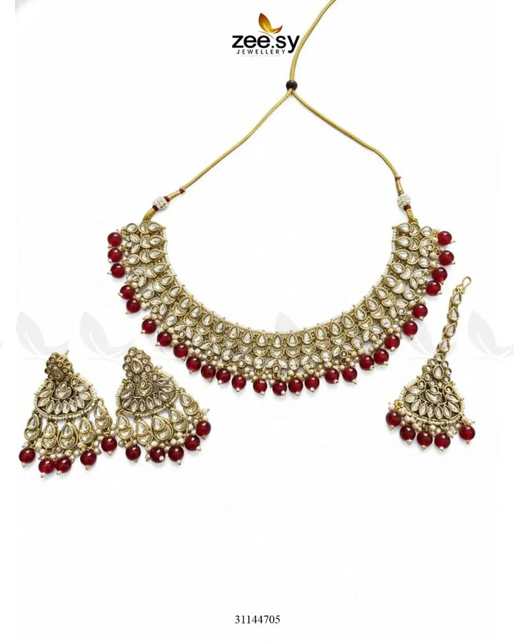 Eminet Braod Gilded Necklace Set Necklace Sets - Zeesy Jewellery Pakistan | Premium Artificial & Imitation Jewellery