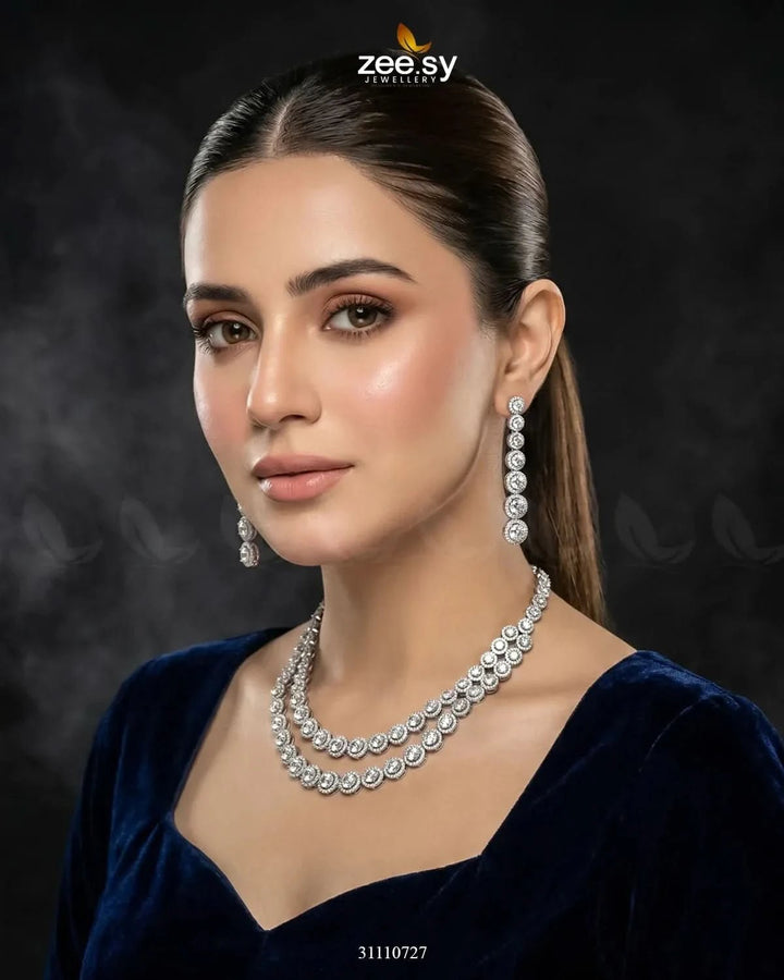 Majestic Double Tier Necklace Set Necklace Sets - Zeesy Jewellery Pakistan | Premium Artificial & Imitation Jewellery