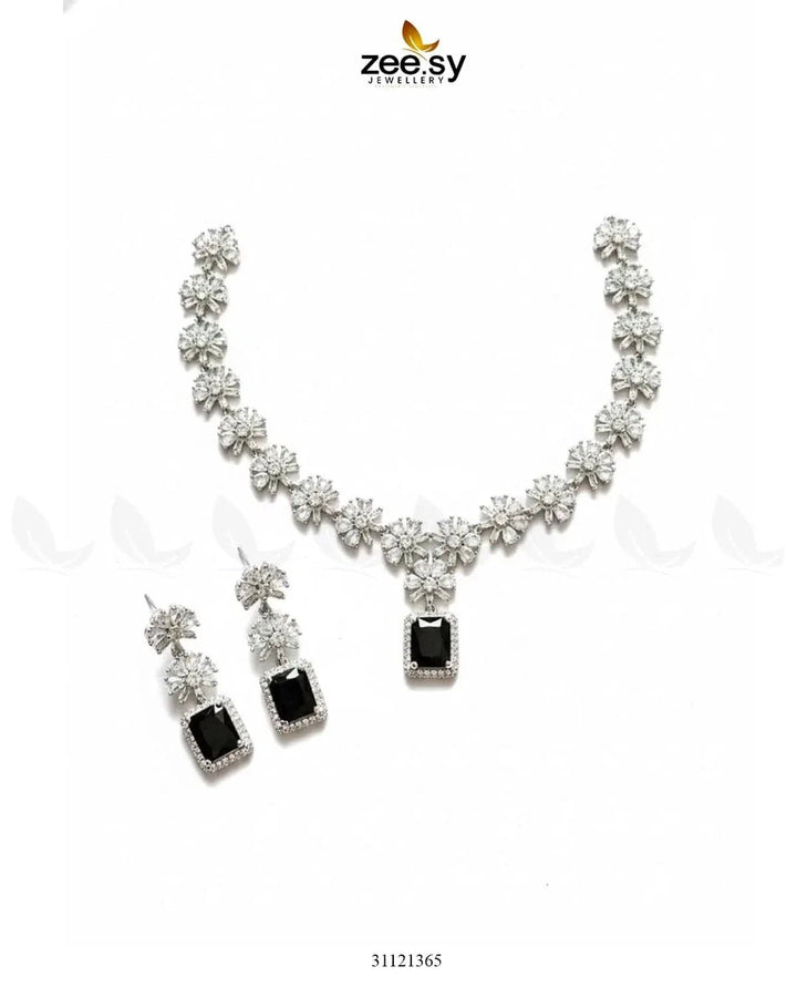 Dainty Crystal Cluster Necklace Set Necklace Sets - Zeesy Jewellery Pakistan | Premium Artificial & Imitation Jewellery