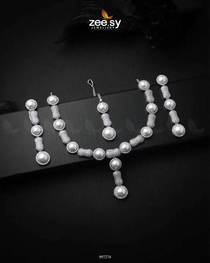 Perlaura Necklace Set Silver Necklace Sets - Zeesy Jewellery Pakistan | Premium Artificial & Imitation Jewellery