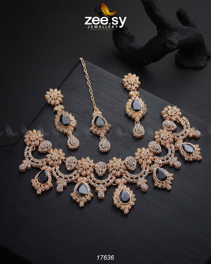 Galactic Necklace Golden Black Necklace Sets - Zeesy Jewellery Pakistan | Premium Artificial & Imitation Jewellery