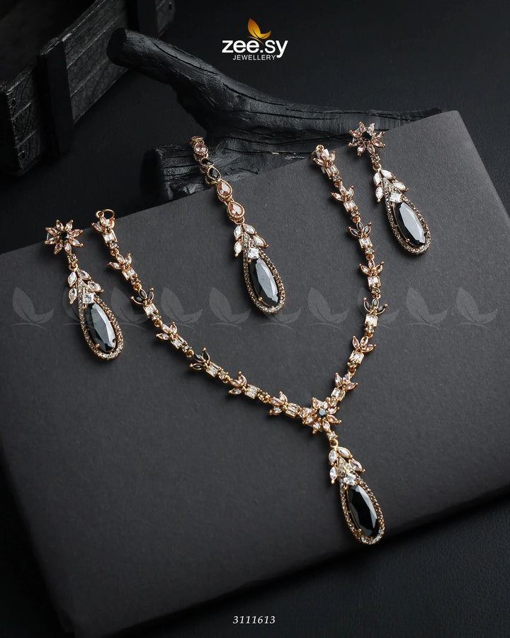 Saba Qamar Necklace Sets Golden Black Necklace Sets - Zeesy Jewellery Pakistan | Premium Artificial & Imitation Jewellery