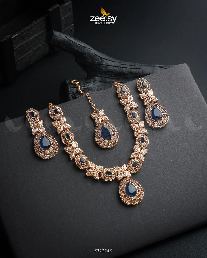 Cassin's Necklace Set Blue Necklace Sets - Zeesy Jewellery Pakistan | Premium Artificial & Imitation Jewellery