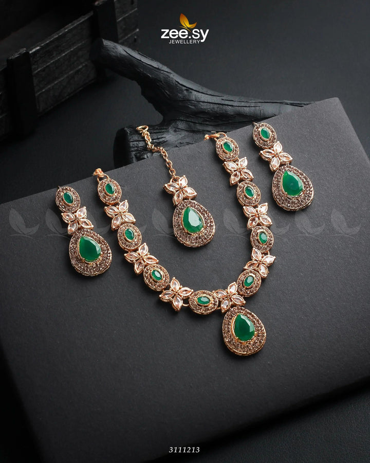 Cassin's Necklace Set Green Necklace Sets - Zeesy Jewellery Pakistan | Premium Artificial & Imitation Jewellery