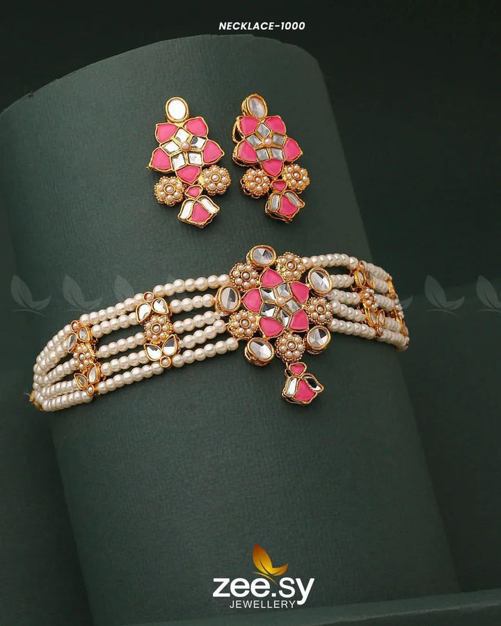 NECKLACE-1000 Pink Necklace Sets - Zeesy Jewellery Pakistan | Premium Artificial & Imitation Jewellery