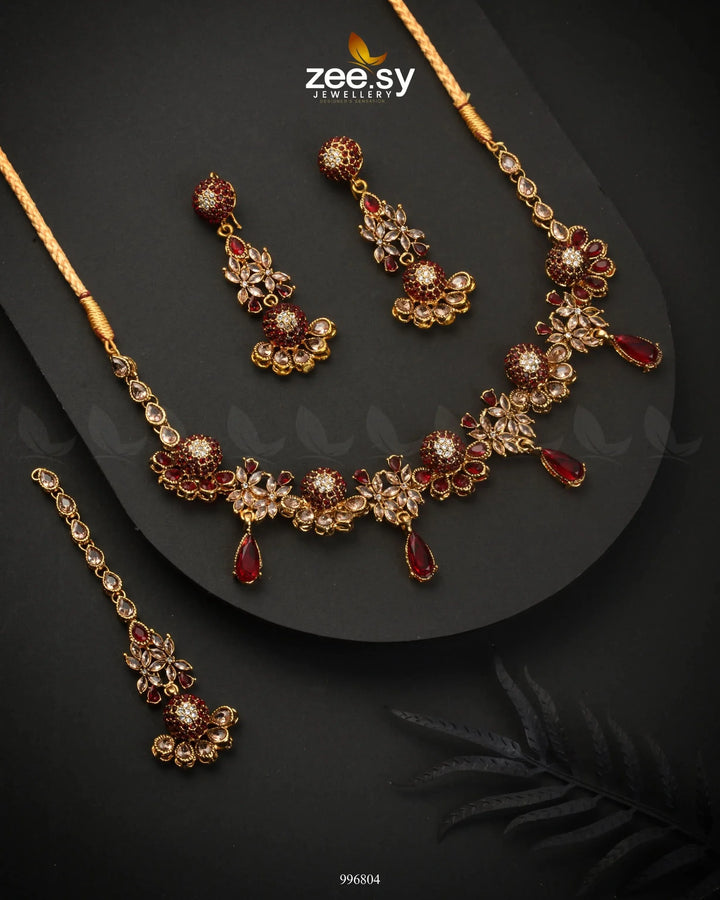 Achimenes Necklace Set Red Necklace Sets - Zeesy Jewellery Pakistan | Premium Artificial & Imitation Jewellery
