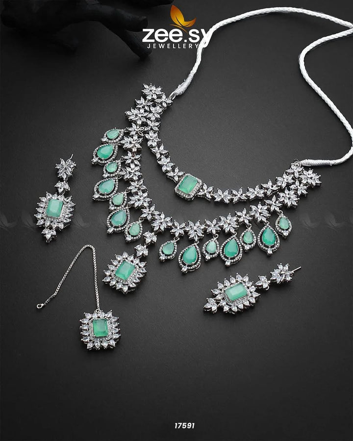 Sifaar Necklace Mint Green Necklace Sets - Zeesy Jewellery Pakistan | Premium Artificial & Imitation Jewellery