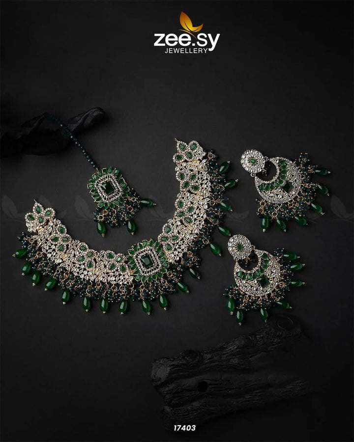Prismatic Necklace Green Necklace Sets - Zeesy Jewellery Pakistan | Premium Artificial & Imitation Jewellery