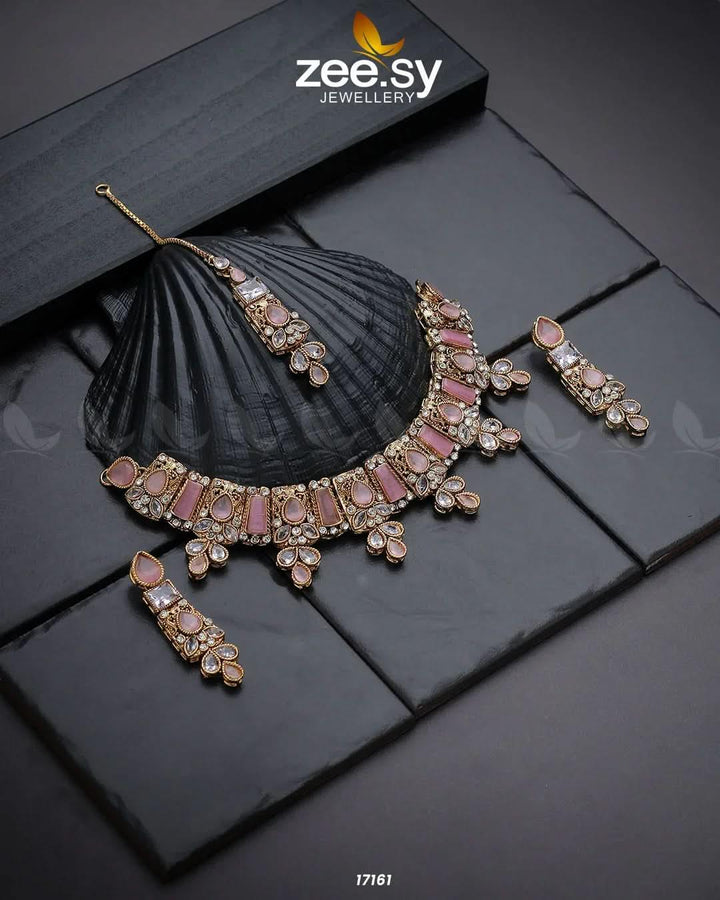 Gemstone Enchantment Necklace Pink Necklace Sets - Zeesy Jewellery Pakistan | Premium Artificial & Imitation Jewellery