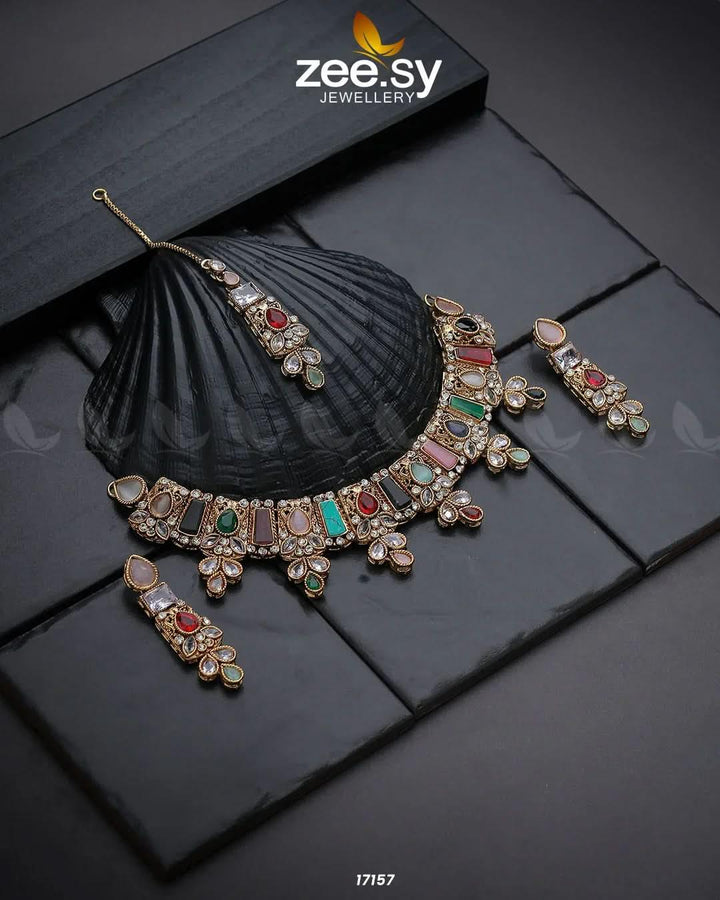 Gemstone Enchantment Necklace Multi Necklace Sets - Zeesy Jewellery Pakistan | Premium Artificial & Imitation Jewellery