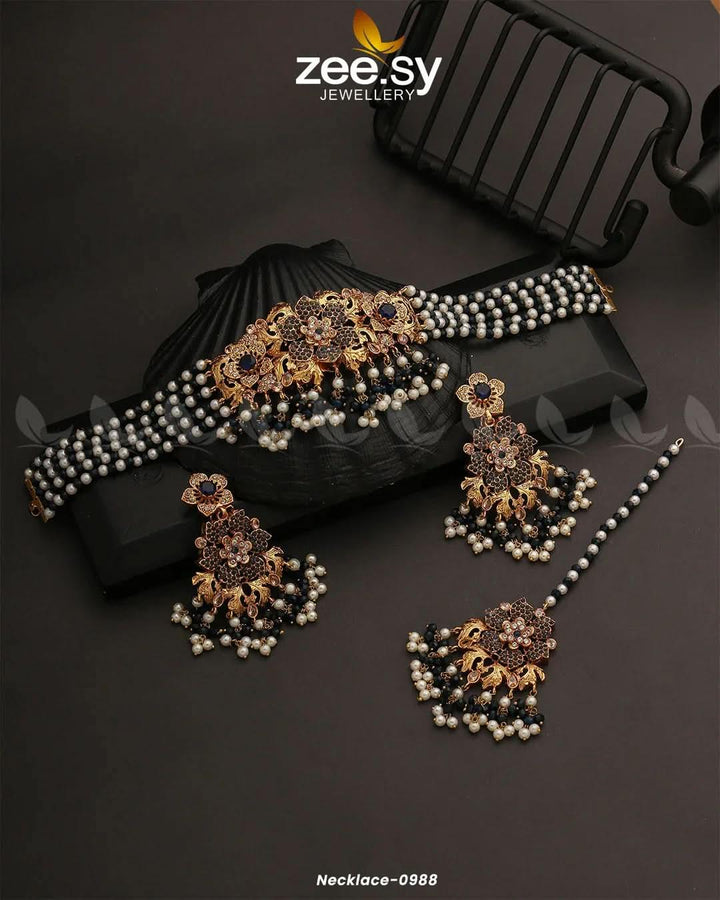 NECKLACE-0988 Blue Necklace Sets - Zeesy Jewellery Pakistan | Premium Artificial & Imitation Jewellery
