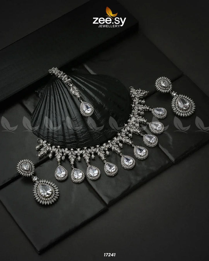 Drop Cut Necklace White Necklace Sets - Zeesy Jewellery Pakistan | Premium Artificial & Imitation Jewellery
