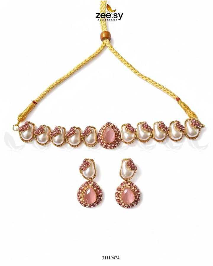 Keystone Choker Necklace Set Necklace Sets - Zeesy Jewellery Pakistan | Premium Artificial & Imitation Jewellery