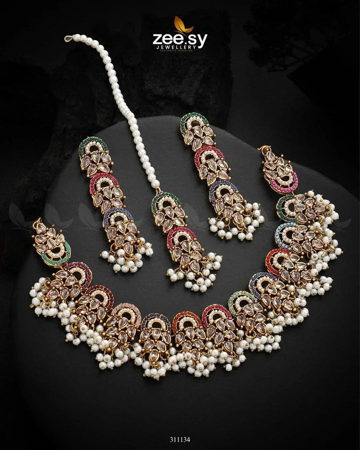 Celestial Necklace Champagne Multi Necklace Sets - Zeesy Jewellery Pakistan | Premium Artificial & Imitation Jewellery