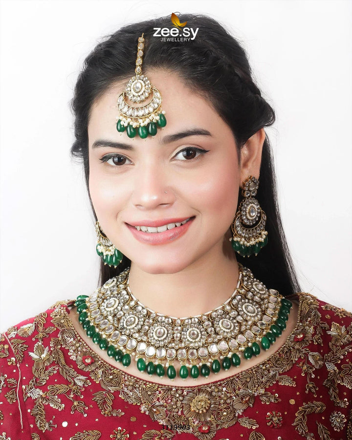 Hoor Bridal Set Green Necklace Sets - Zeesy Jewellery Pakistan | Premium Artificial & Imitation Jewellery