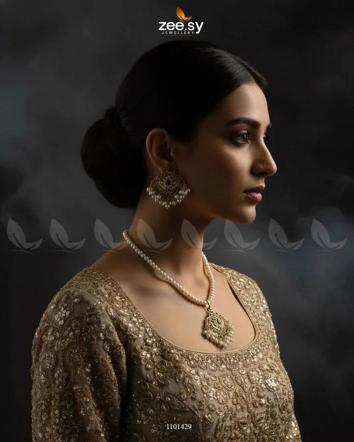 NECKLACE-0197 Majesty Pearlcrest Necklace Set Necklace Sets - Zeesy Jewellery Pakistan | Premium Artificial & Imitation Jewellery