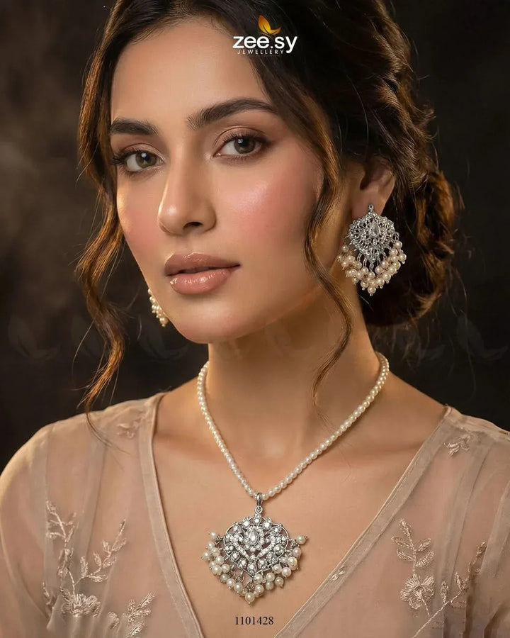 NECKLACE-0197 Majesty Pearlcrest Necklace Set Necklace Sets - Zeesy Jewellery Pakistan | Premium Artificial & Imitation Jewellery
