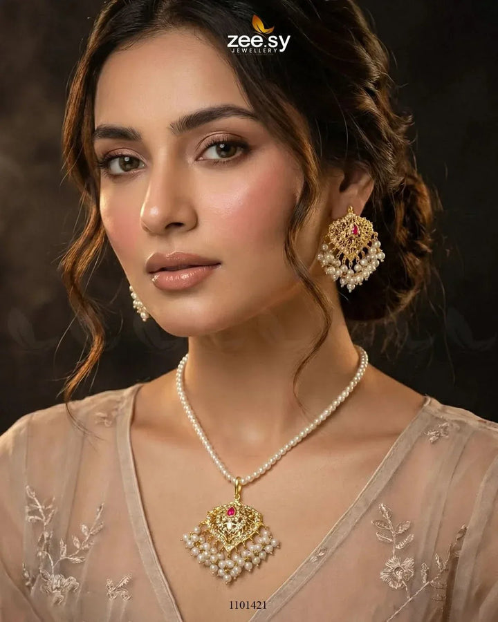 NECKLACE-0197 Majesty Pearlcrest Necklace Set Necklace Sets - Zeesy Jewellery Pakistan | Premium Artificial & Imitation Jewellery