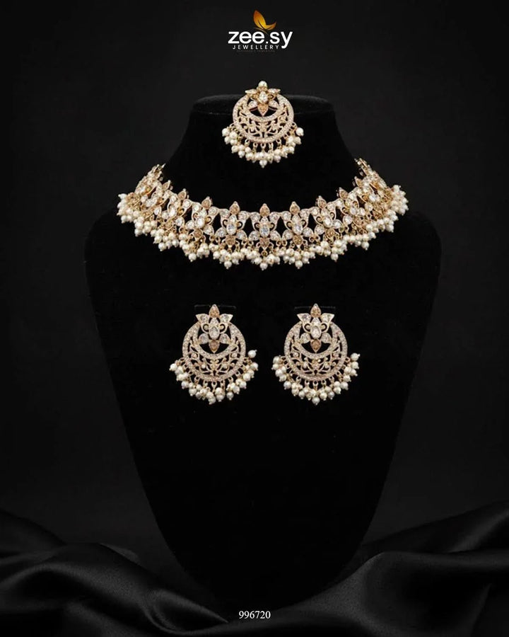 NECKLACE-0920 Golden Pearl Necklace Sets - Zeesy Jewellery Pakistan | Premium Artificial & Imitation Jewellery
