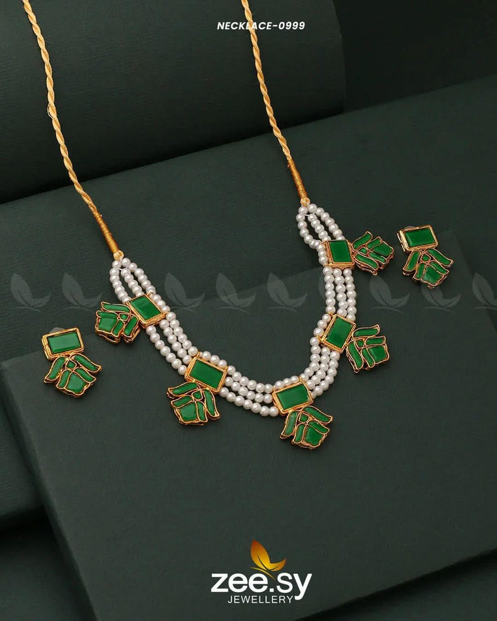 NECKLACE-0999 Green Necklace Sets - Zeesy Jewellery Pakistan | Premium Artificial & Imitation Jewellery