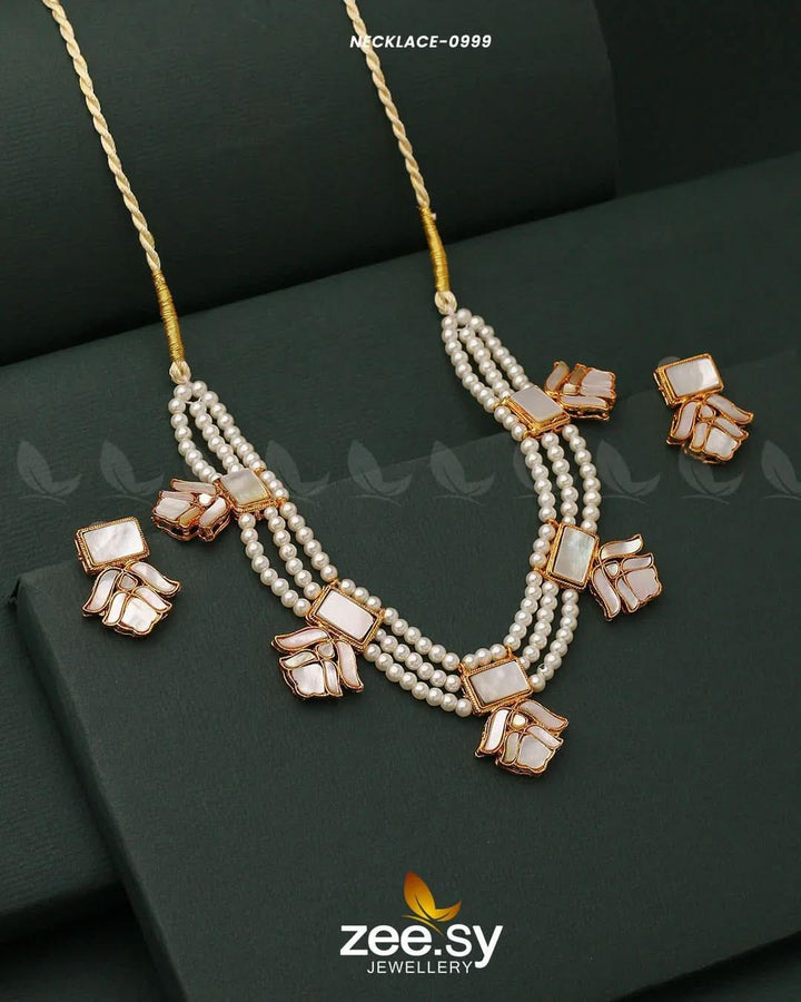 NECKLACE-0999 White Necklace Sets - Zeesy Jewellery Pakistan | Premium Artificial & Imitation Jewellery
