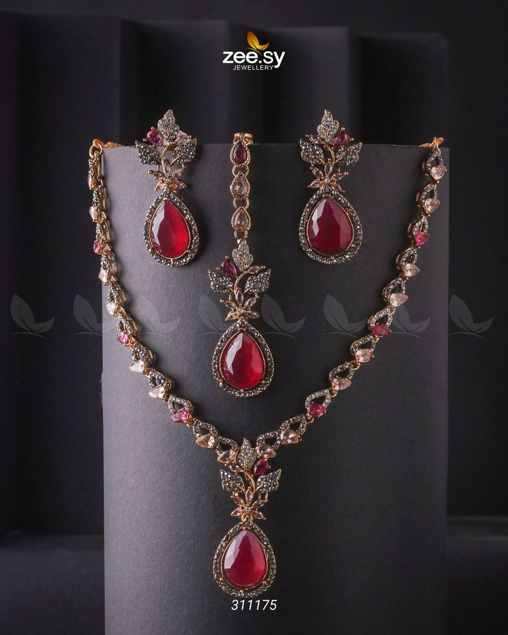 Opal Necklace Set Fuchsia Necklace Sets - Zeesy Jewellery Pakistan | Premium Artificial & Imitation Jewellery