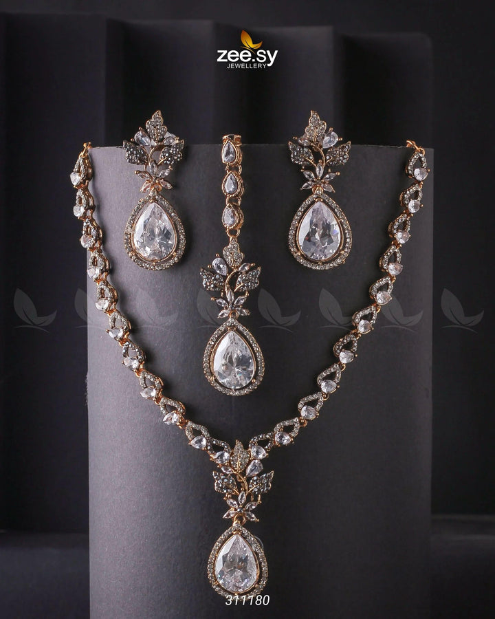 Opal Necklace Set White Necklace Sets - Zeesy Jewellery Pakistan | Premium Artificial & Imitation Jewellery