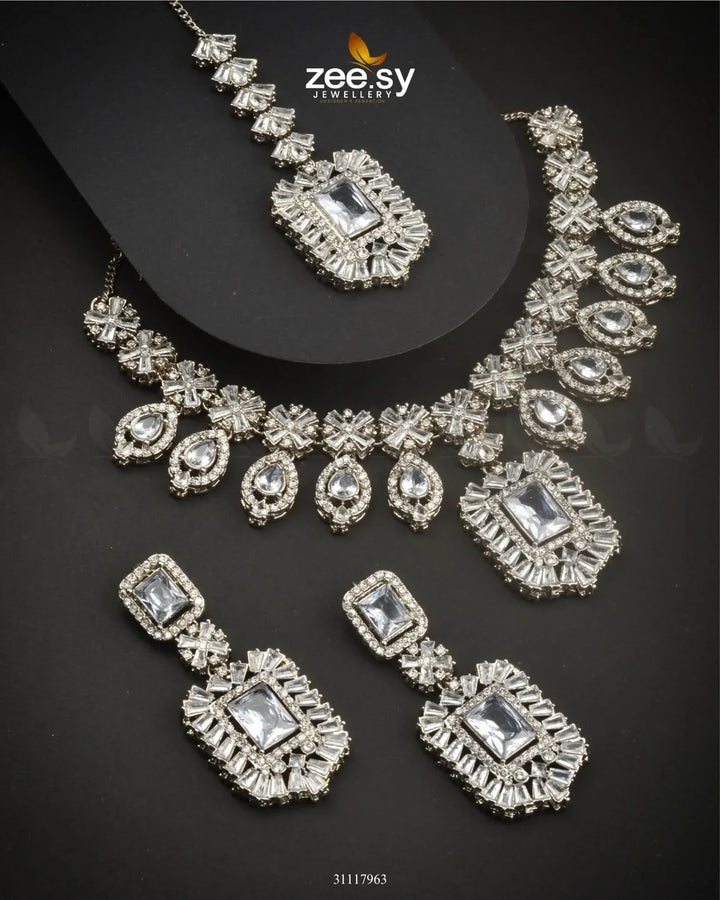 Wave Necklace Set Silver Necklace Sets - Zeesy Jewellery Pakistan | Premium Artificial & Imitation Jewellery