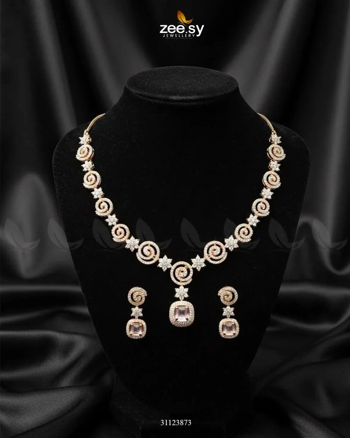 Opulent Vestige Crystal Necklace Set Necklace Sets - Zeesy Jewellery Pakistan | Premium Artificial & Imitation Jewellery