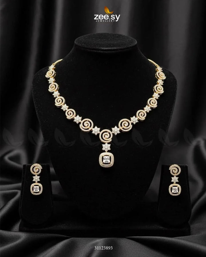 Opulent Vestige Crystal Necklace Set Necklace Sets - Zeesy Jewellery Pakistan | Premium Artificial & Imitation Jewellery