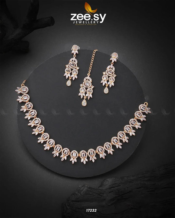 Seraphic Necklace Golden White Necklace Sets - Zeesy Jewellery Pakistan | Premium Artificial & Imitation Jewellery