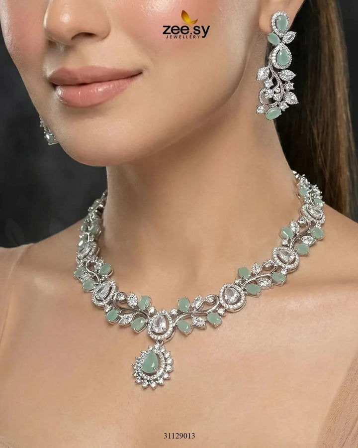 Silver Blossom Vine Necklace Set Necklace Sets - Zeesy Jewellery Pakistan | Premium Artificial & Imitation Jewellery