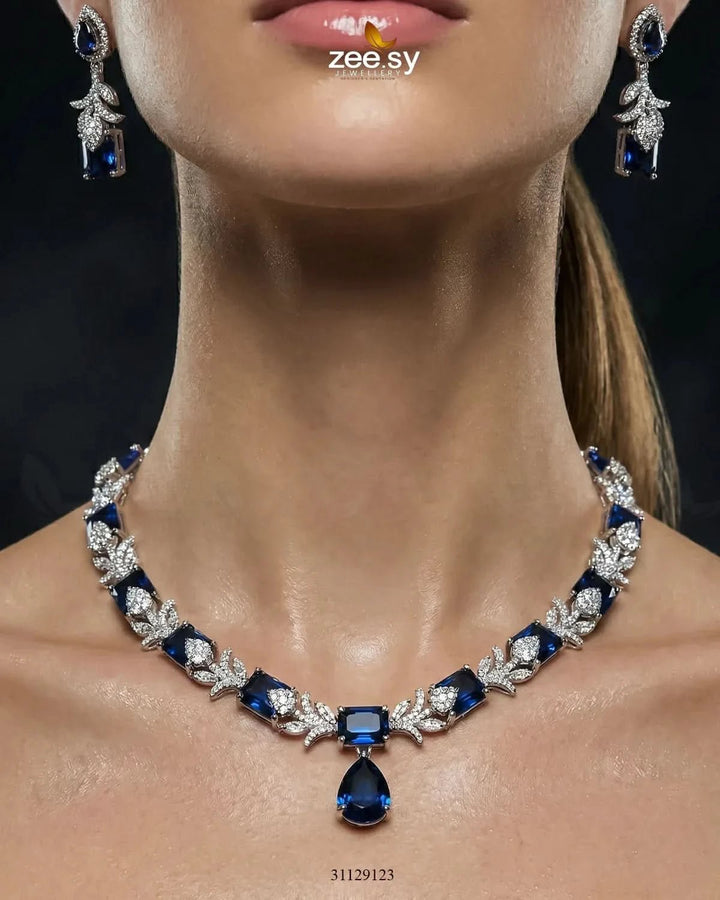 Silver Gilded Statement Necklace Set Necklace Sets - Zeesy Jewellery Pakistan | Premium Artificial & Imitation Jewellery