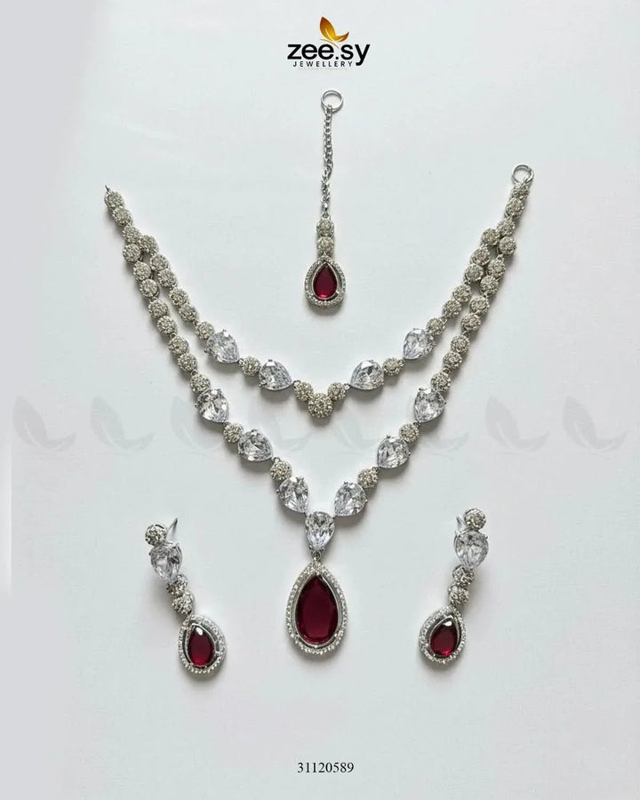 Interlock Traditional Necklace Set Necklace Sets - Zeesy Jewellery Pakistan | Premium Artificial & Imitation Jewellery