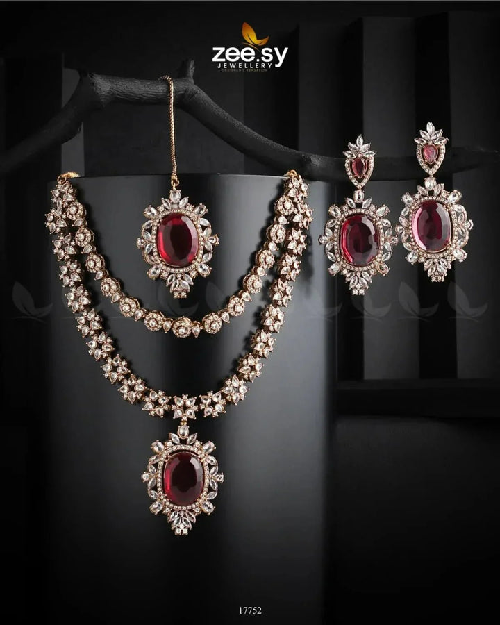 Treasure Necklace Golden Red Necklace Sets - Zeesy Jewellery Pakistan | Premium Artificial & Imitation Jewellery