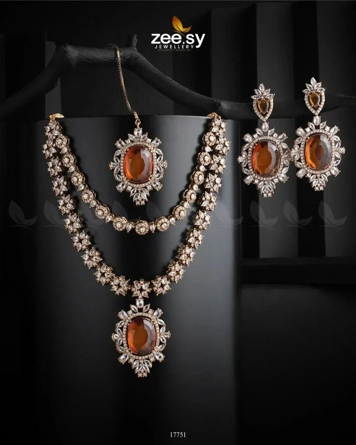 Treasure Necklace Golden Champagne Necklace Sets - Zeesy Jewellery Pakistan | Premium Artificial & Imitation Jewellery