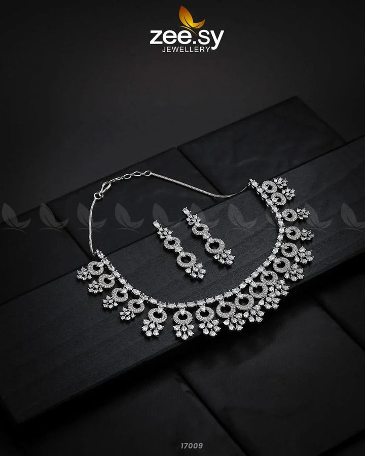 Statement Pieces Necklace Silver white Necklace Sets - Zeesy Jewellery Pakistan | Premium Artificial & Imitation Jewellery