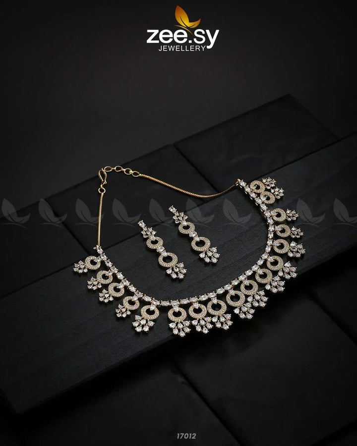 Statement Pieces Necklace Golden White Necklace Sets - Zeesy Jewellery Pakistan | Premium Artificial & Imitation Jewellery